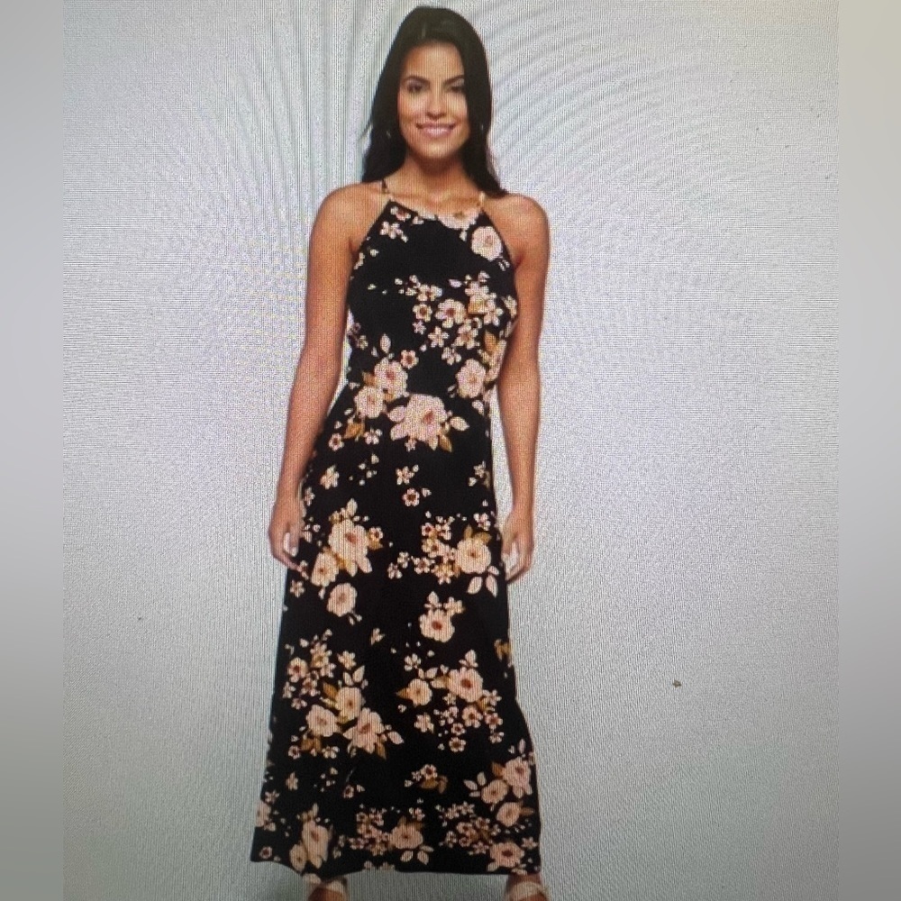 French Grey Zoe Knit Black Floral Sleeveless Maxi size M.
